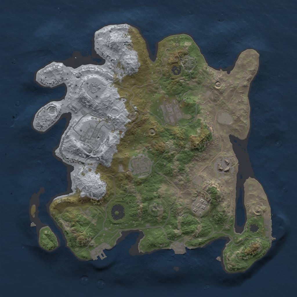 Rust Map: Procedural Map, Size: 3000, Seed: 1982764875, 12 Monuments