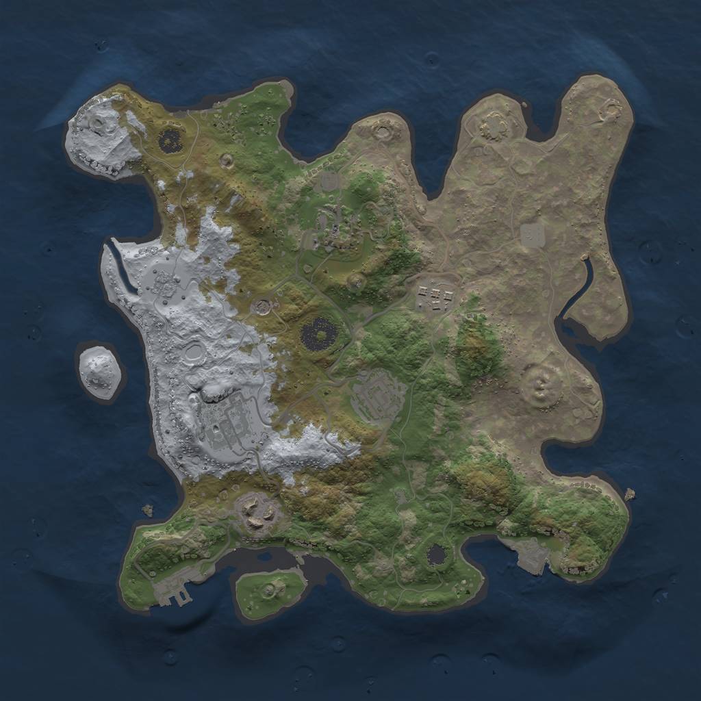Rust Map: Procedural Map, Size: 3000, Seed: 1228264761, 12 Monuments