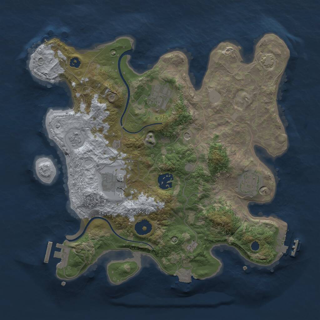 Rust Map: Procedural Map, Size: 3000, Seed: 1228264761, 10 Monuments