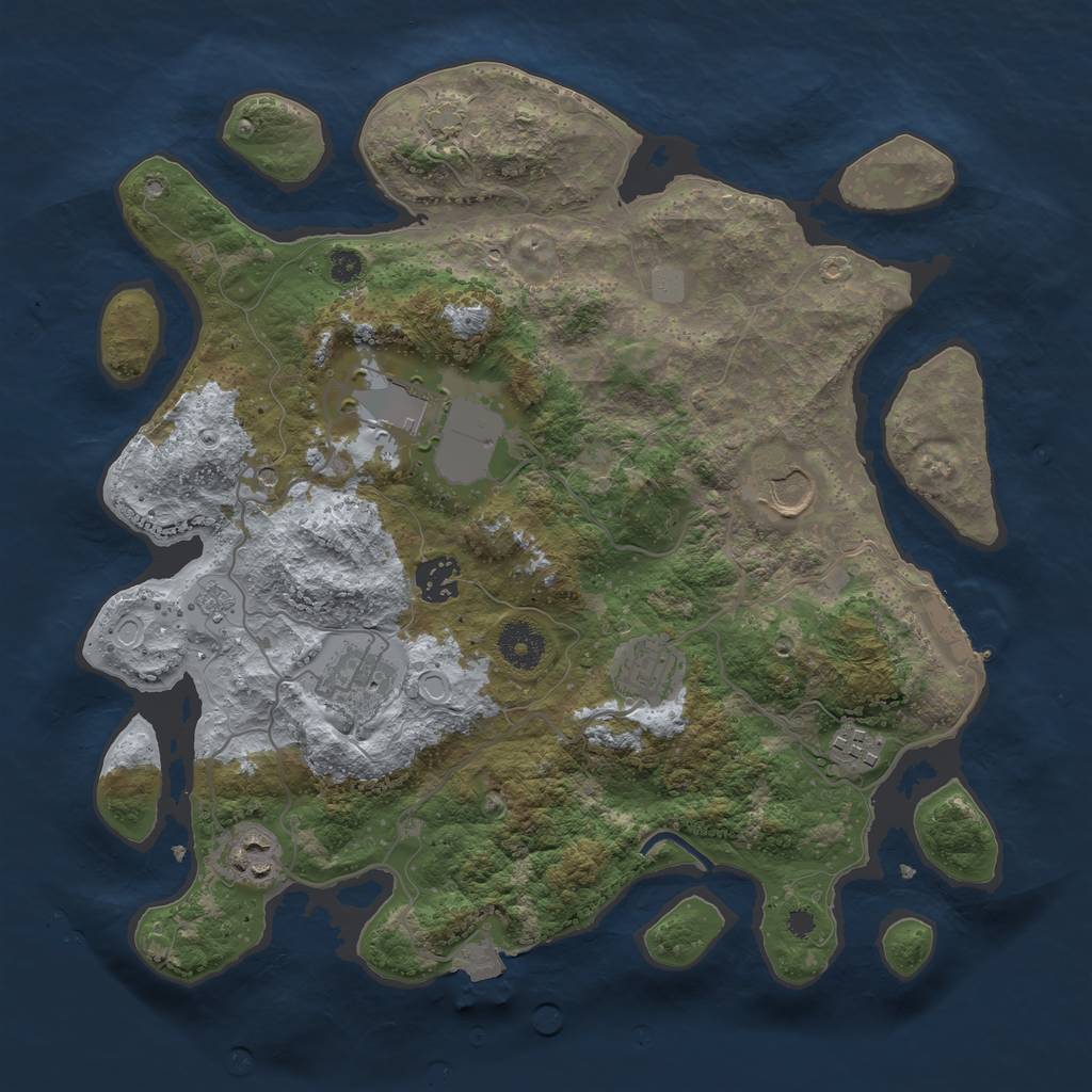 Rust Map: Procedural Map, Size: 3500, Seed: 1893350940, 14 Monuments