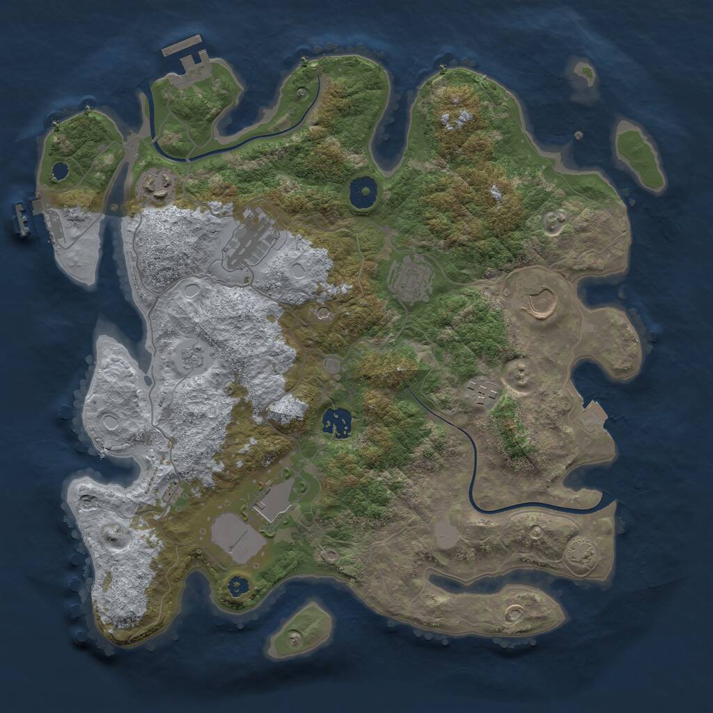 Rust Map: Procedural Map, Size: 3500, Seed: 613432036, 13 Monuments