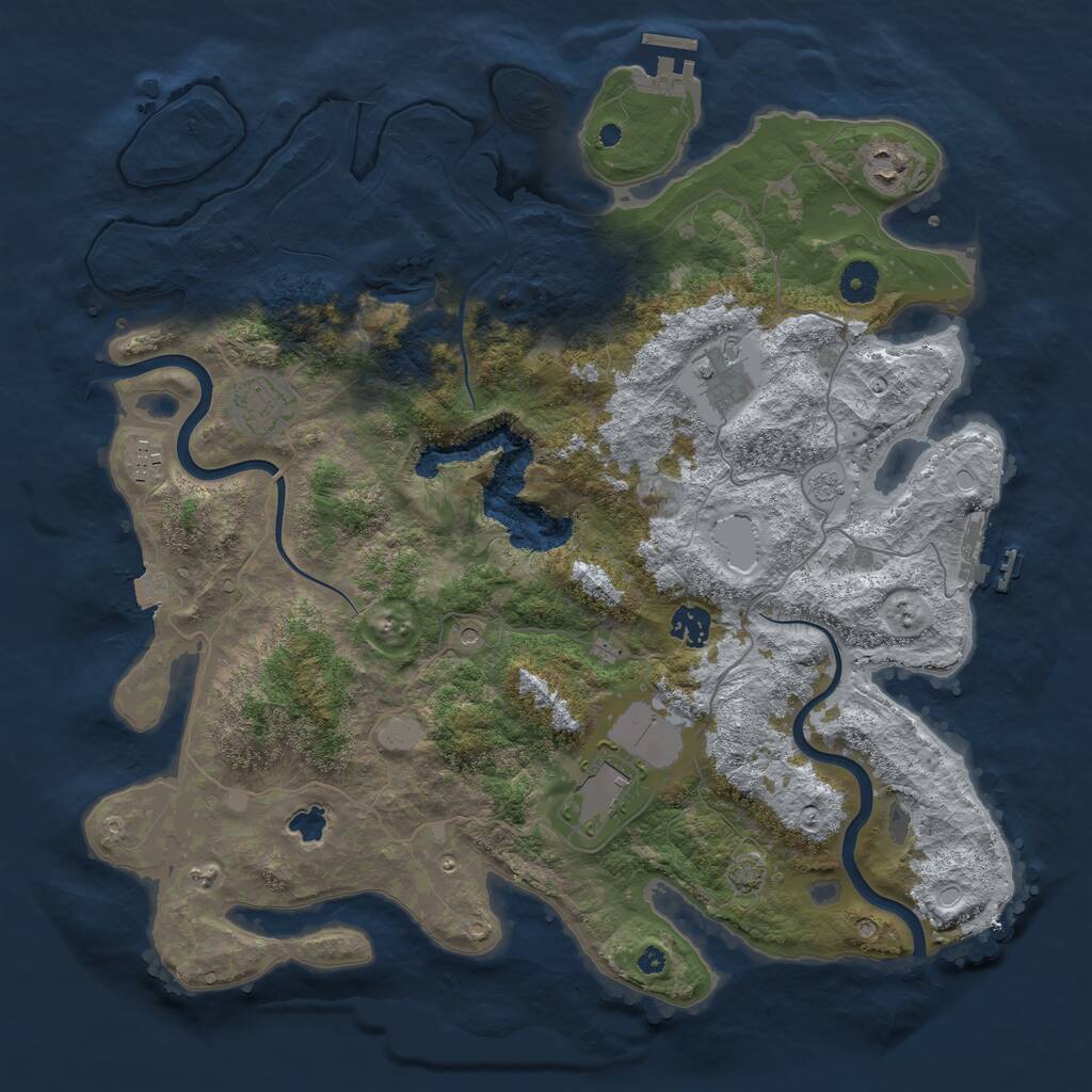 Rust Map: Procedural Map, Size: 4000, Seed: 913311989, 12 Monuments
