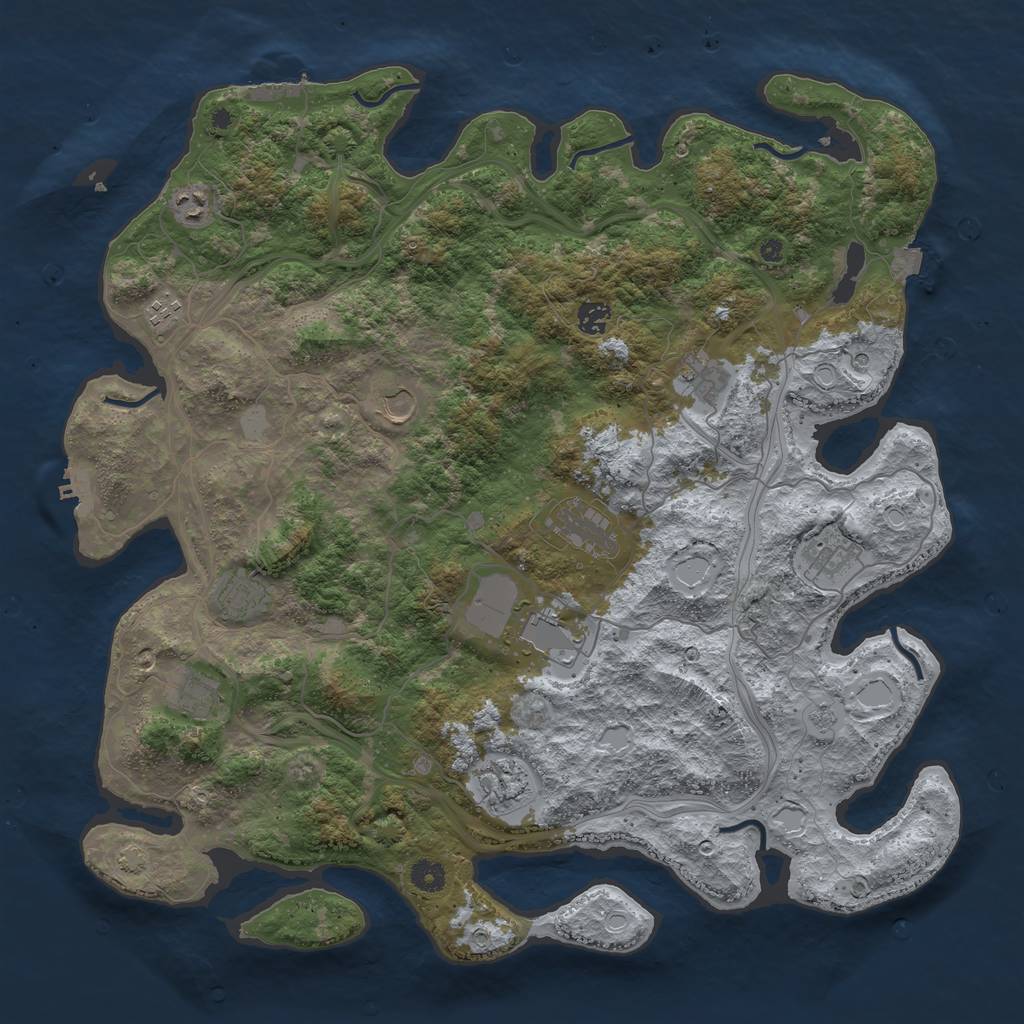 Rust Map: Procedural Map, Size: 4500, Seed: 775901603, 19 Monuments