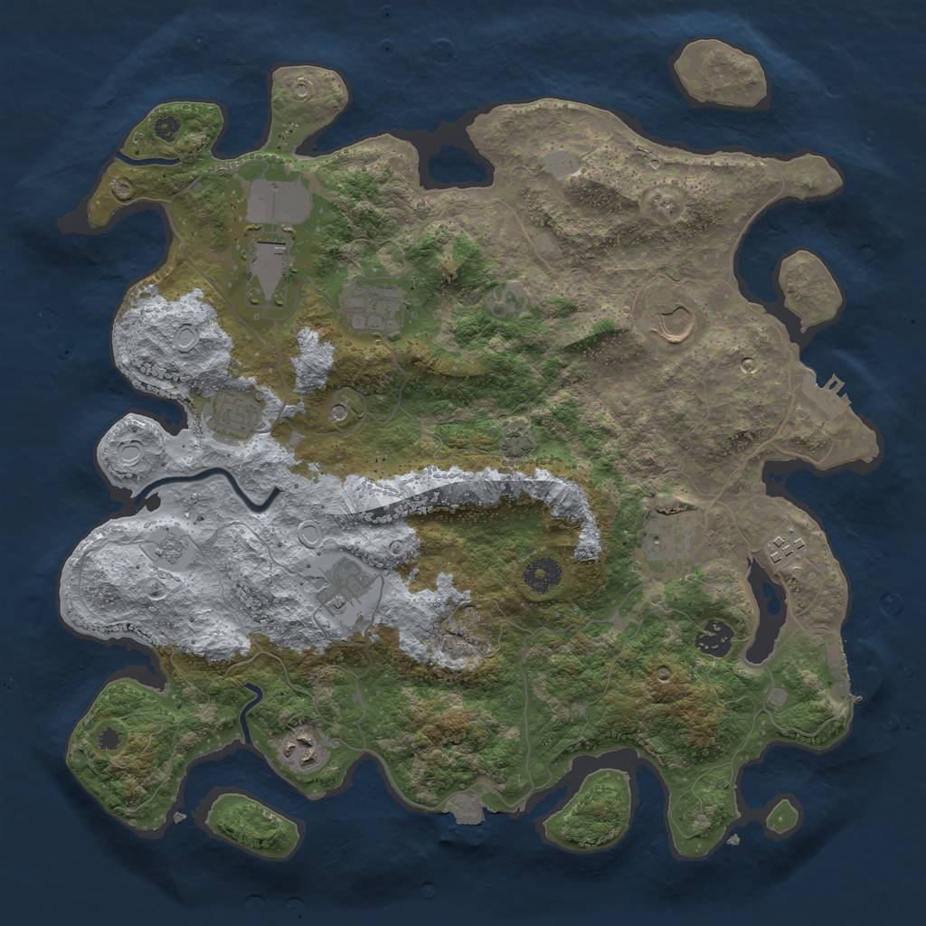 Rust Map: Procedural Map, Size: 3800, Seed: 166342375, 17 Monuments