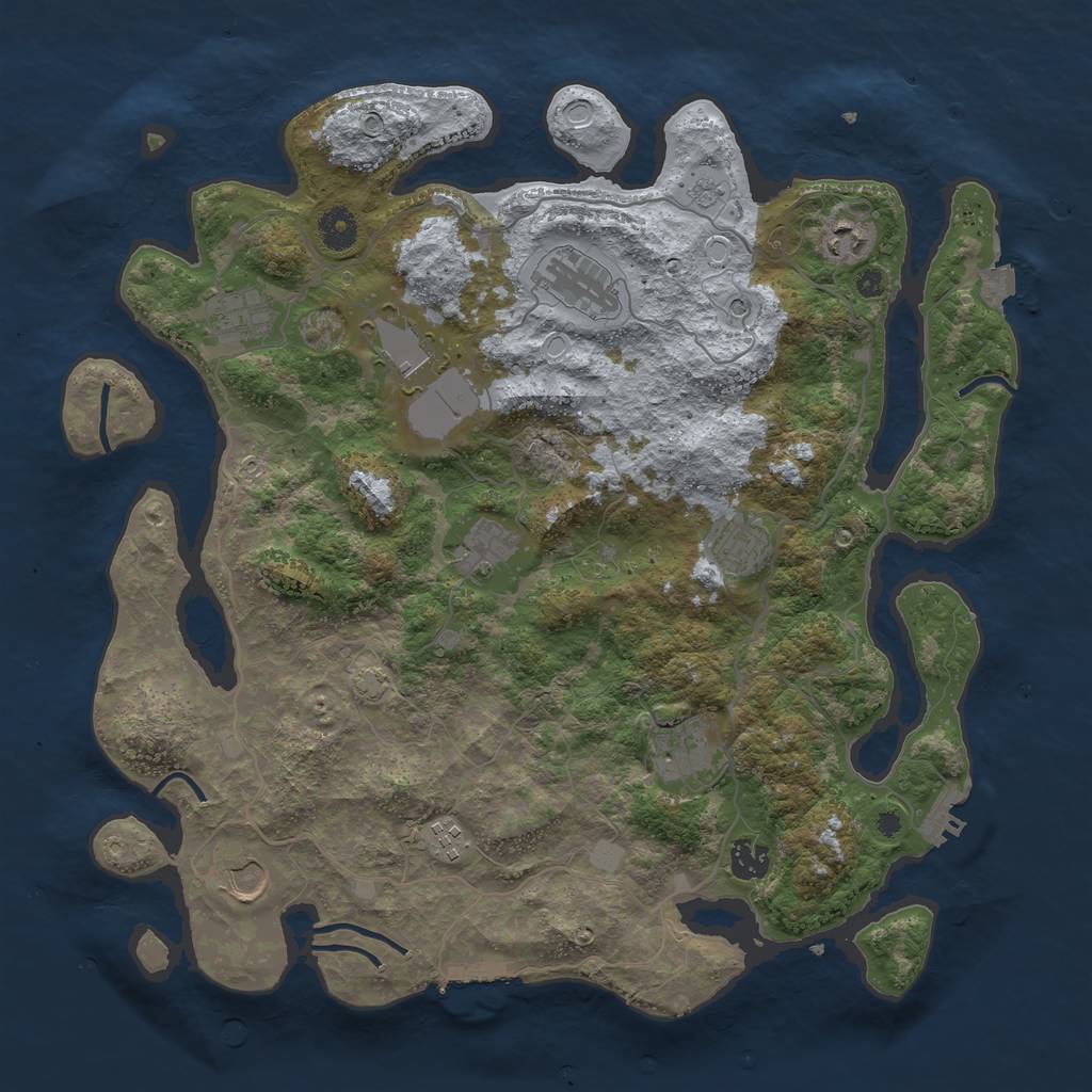 Rust Map: Procedural Map, Size: 4000, Seed: 758024337, 18 Monuments