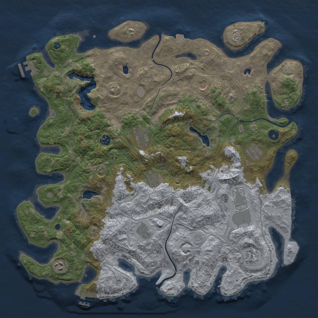 Rust Map: Procedural Map, Size: 4600, Seed: 691326618, 16 Monuments