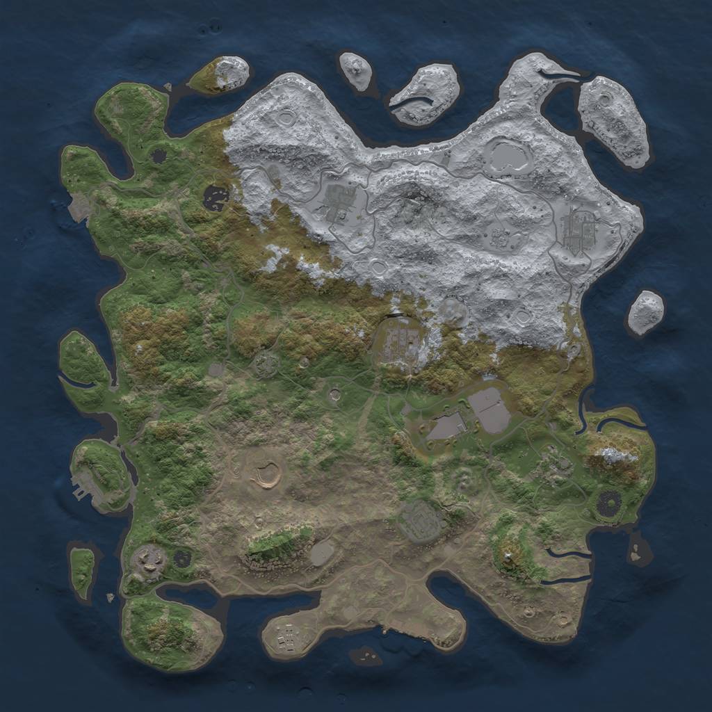 Rust Map: Procedural Map, Size: 4100, Seed: 56784, 18 Monuments