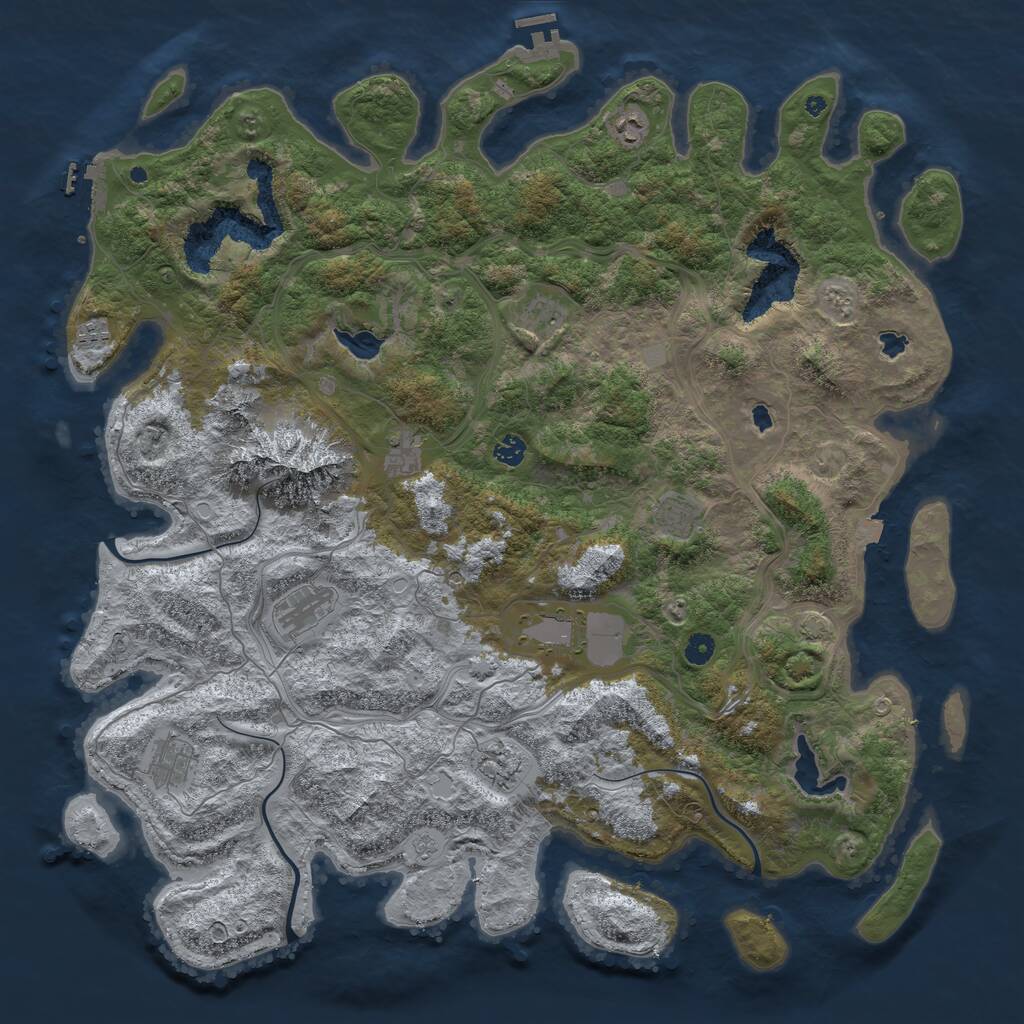 Rust Map: Procedural Map, Size: 5000, Seed: 651347, 16 Monuments