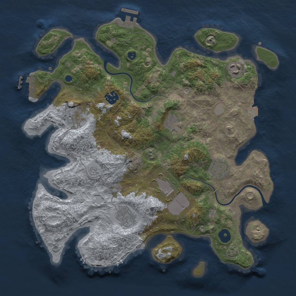 Rust Map: Procedural Map, Size: 3500, Seed: 2202028, 13 Monuments