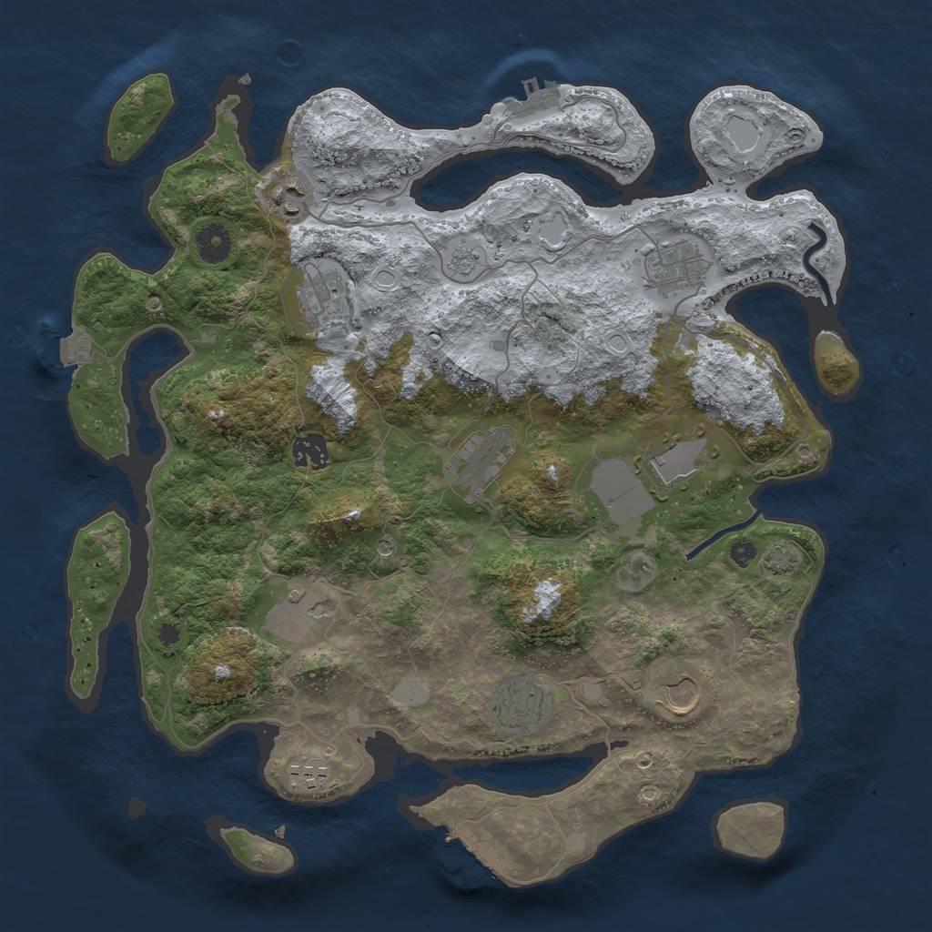 Rust Map: Procedural Map, Size: 3750, Seed: 1173972798, 18 Monuments