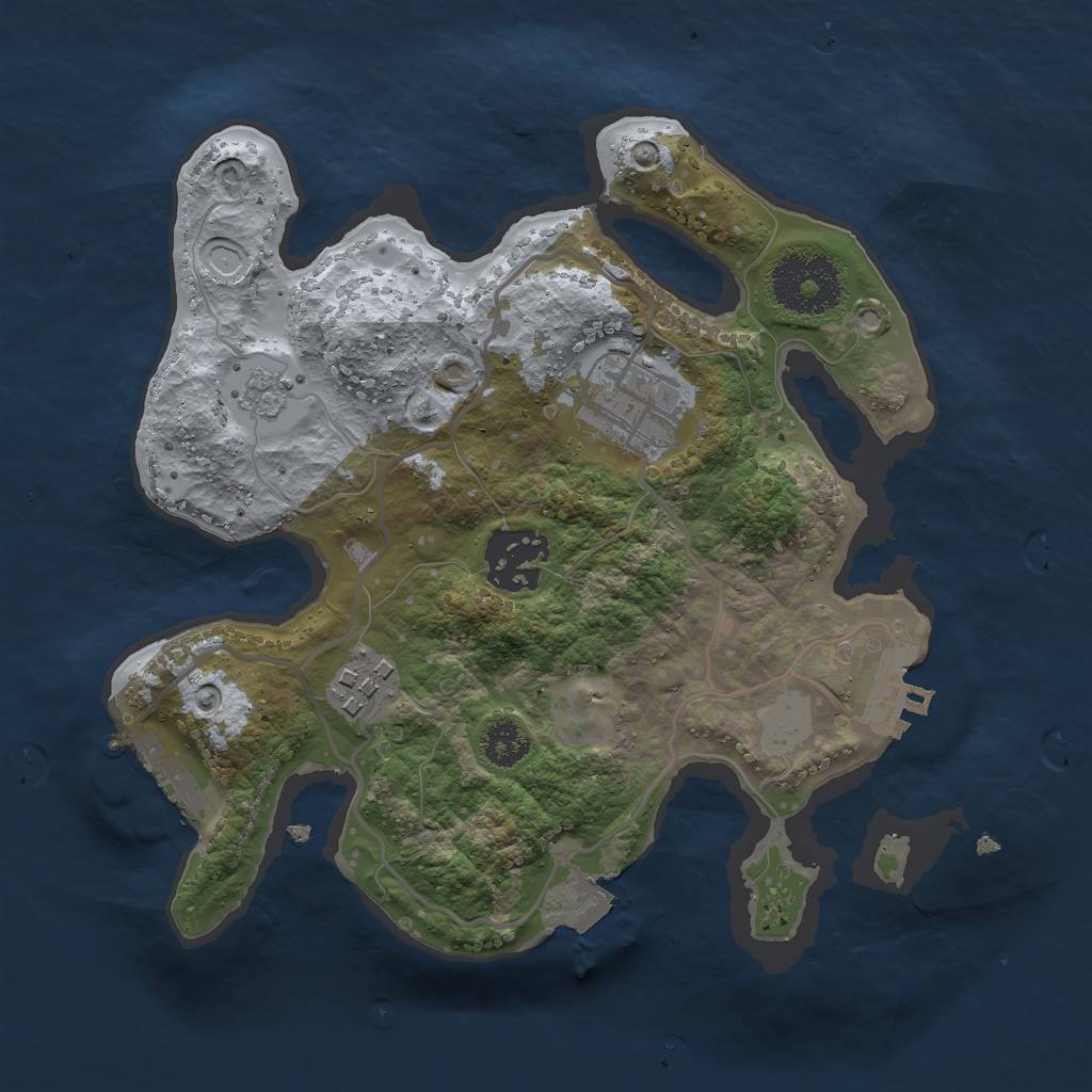 Rust Map: Procedural Map, Size: 2500, Seed: 76237645, 9 Monuments