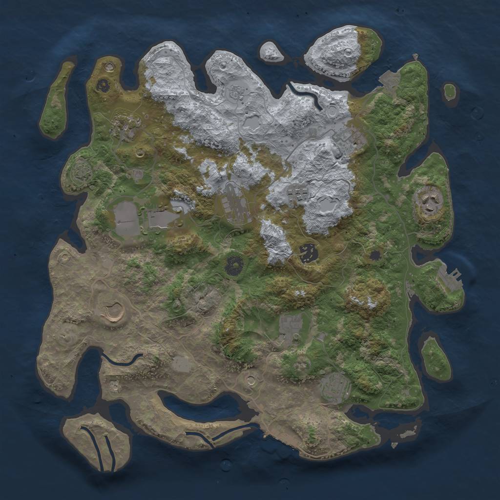 Rust Map: Procedural Map, Size: 3800, Seed: 2115943654, 18 Monuments