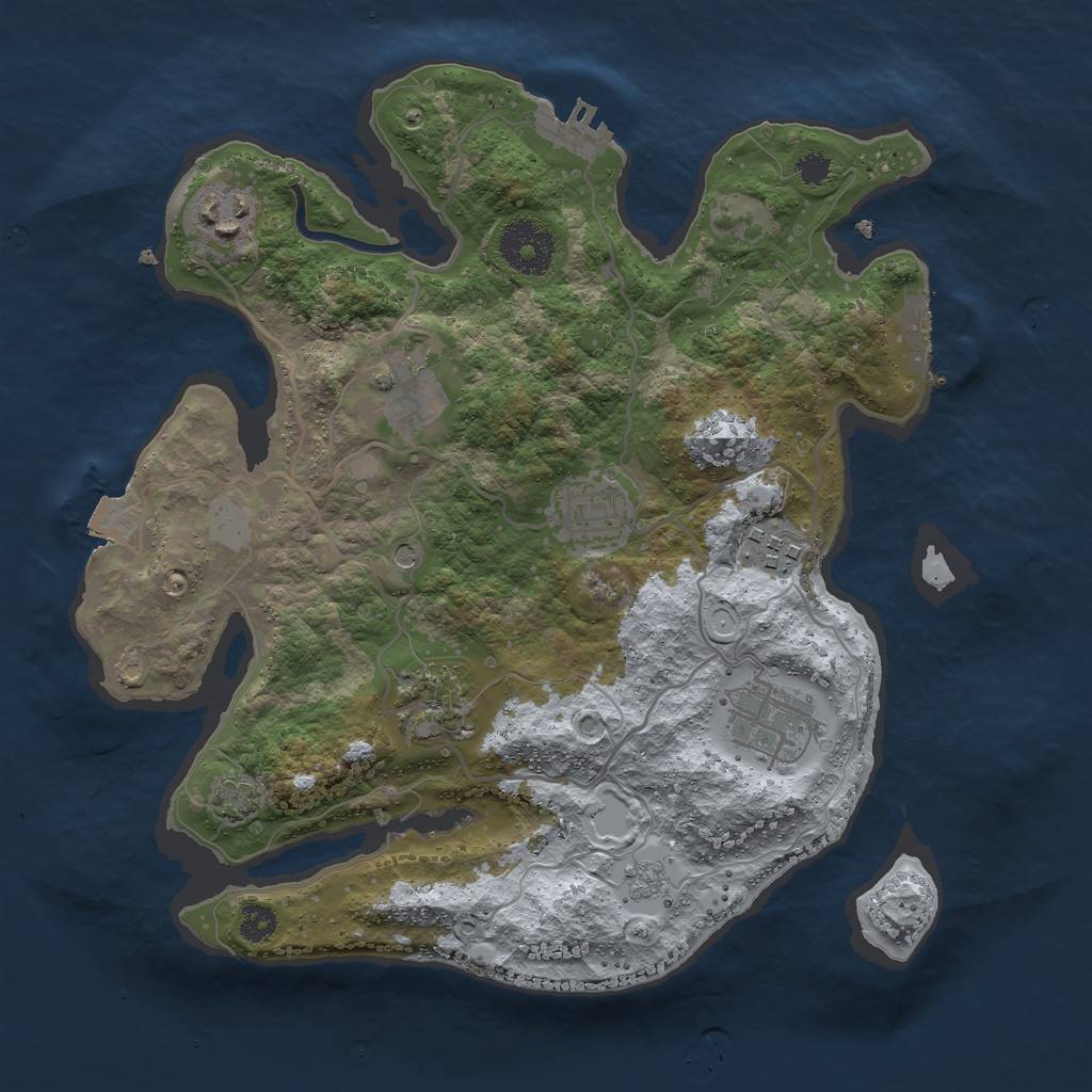 Rust Map: Procedural Map, Size: 3000, Seed: 1322255106, 14 Monuments