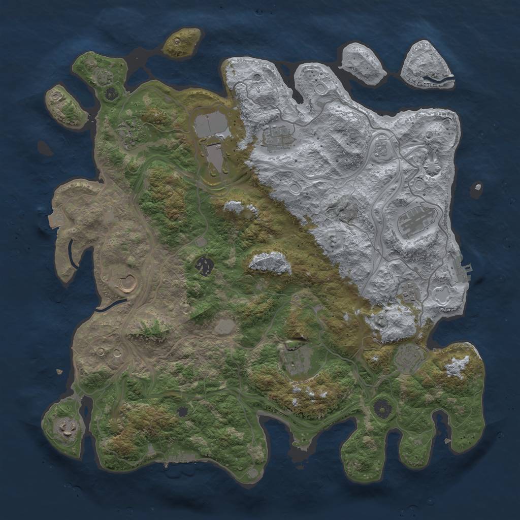 Rust Map: Procedural Map, Size: 4250, Seed: 2058070744, 18 Monuments