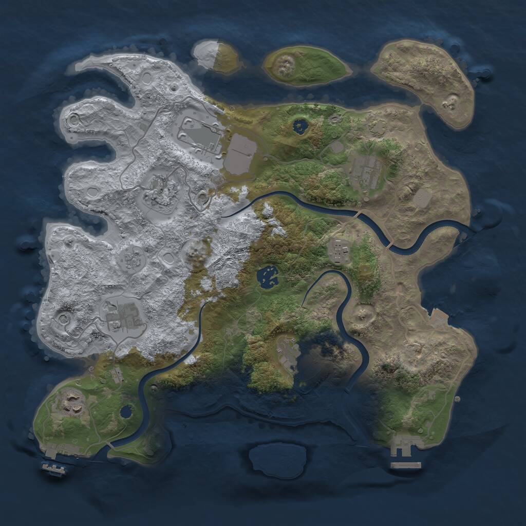 Rust Map: Procedural Map, Size: 3500, Seed: 337337, 14 Monuments