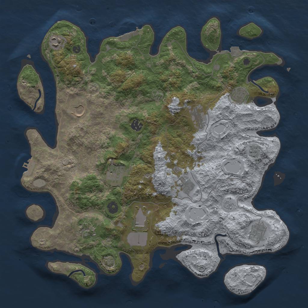 Rust Map: Procedural Map, Size: 4000, Seed: 995808602, 19 Monuments