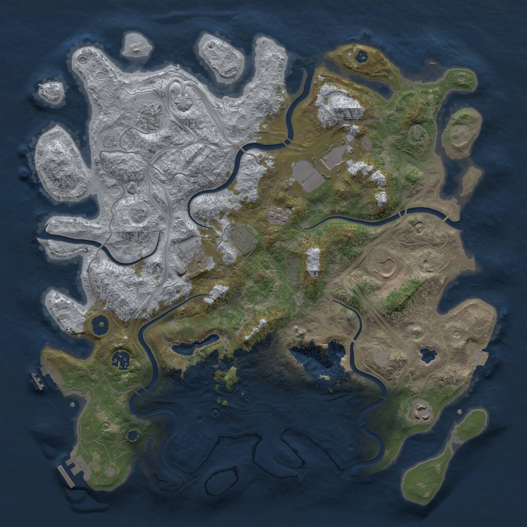 Rust Map: Procedural Map, Size: 4250, Seed: 1047749904, 14 Monuments