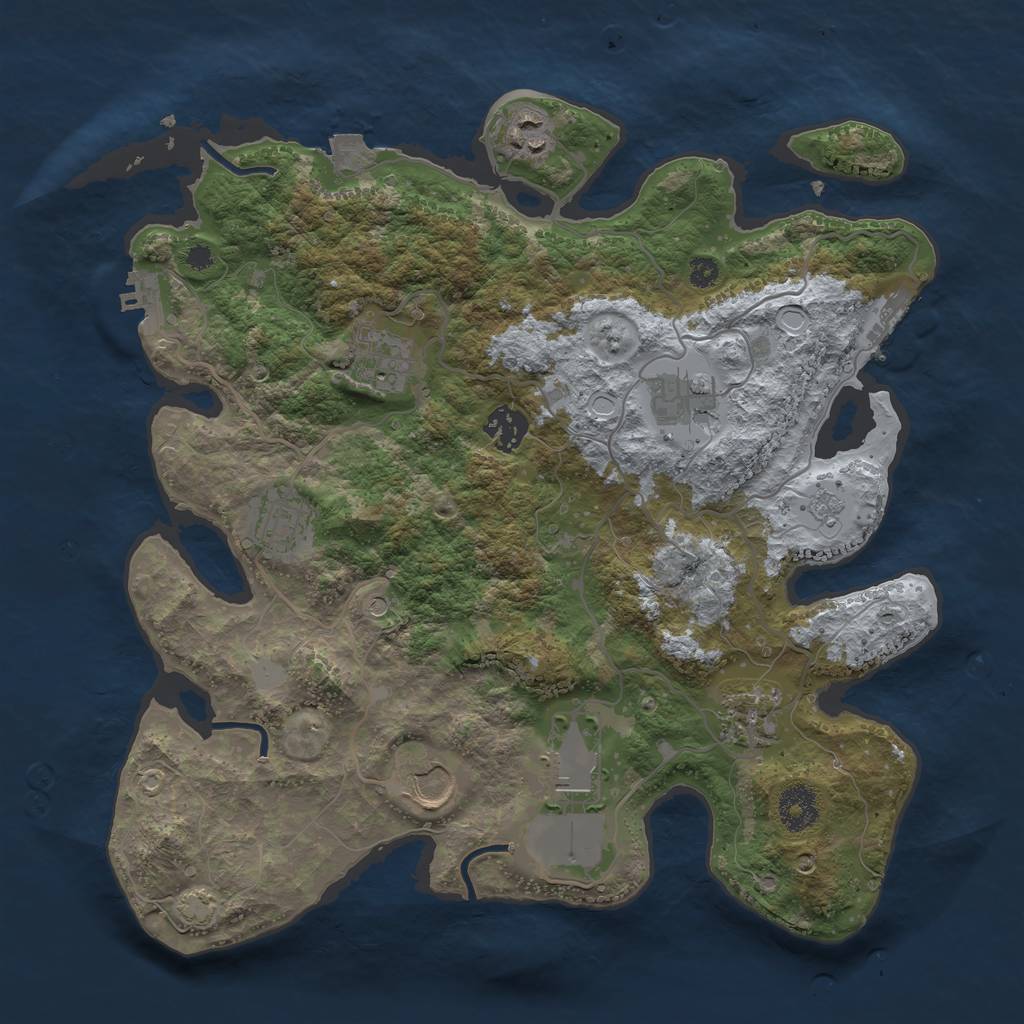 Rust Map: Procedural Map, Size: 3500, Seed: 1435456457, 16 Monuments