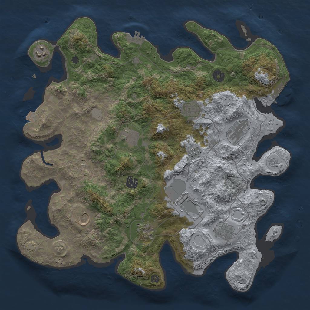 Rust Map: Procedural Map, Size: 3750, Seed: 1484783339, 18 Monuments