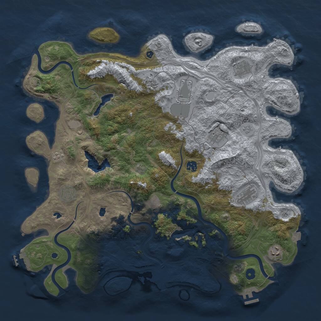 Rust Map: Procedural Map, Size: 4500, Seed: 1374772398, 16 Monuments