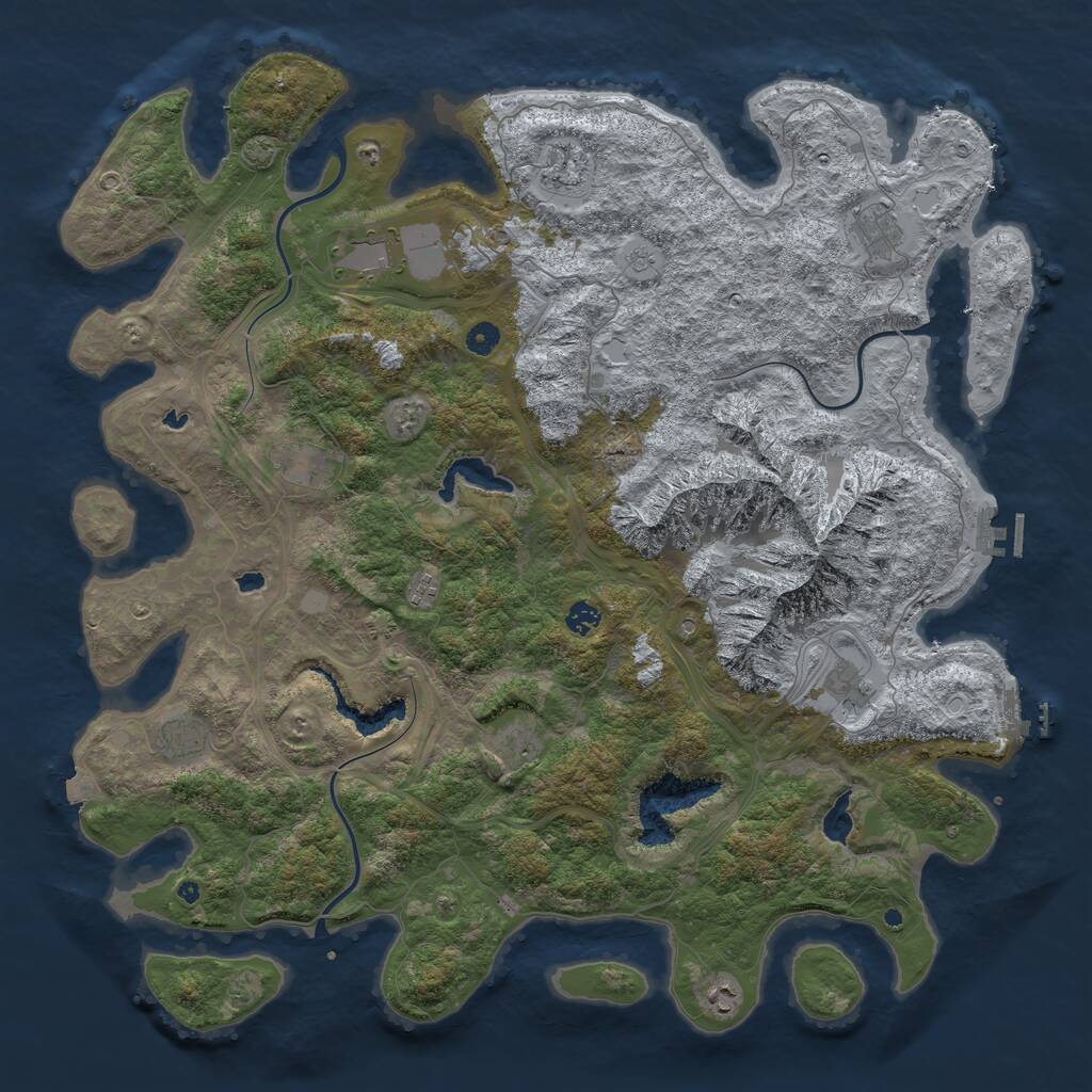 Rust Map: Procedural Map, Size: 5000, Seed: 957117079, 16 Monuments