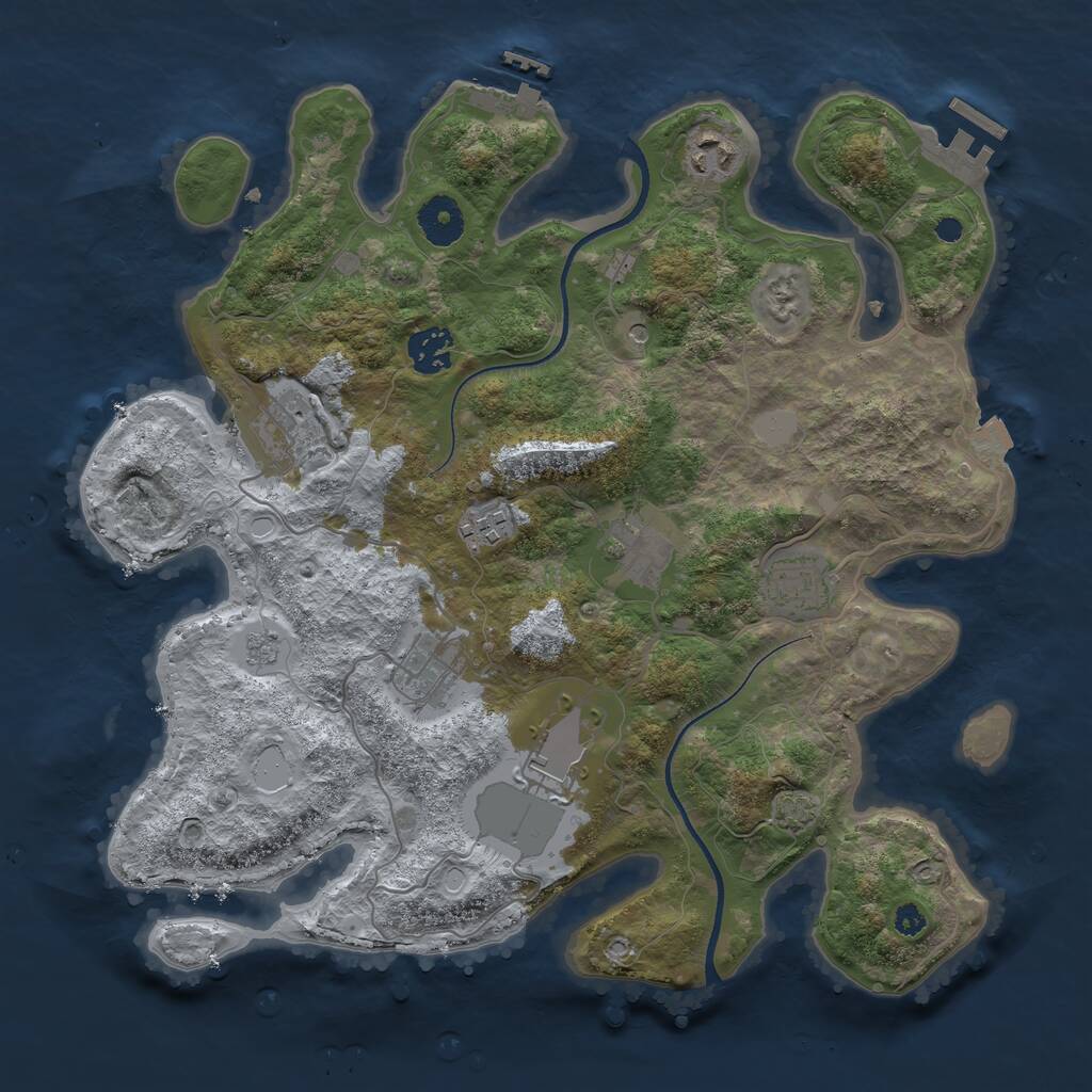 Rust Map: Procedural Map, Size: 3500, Seed: 1282610014, 14 Monuments