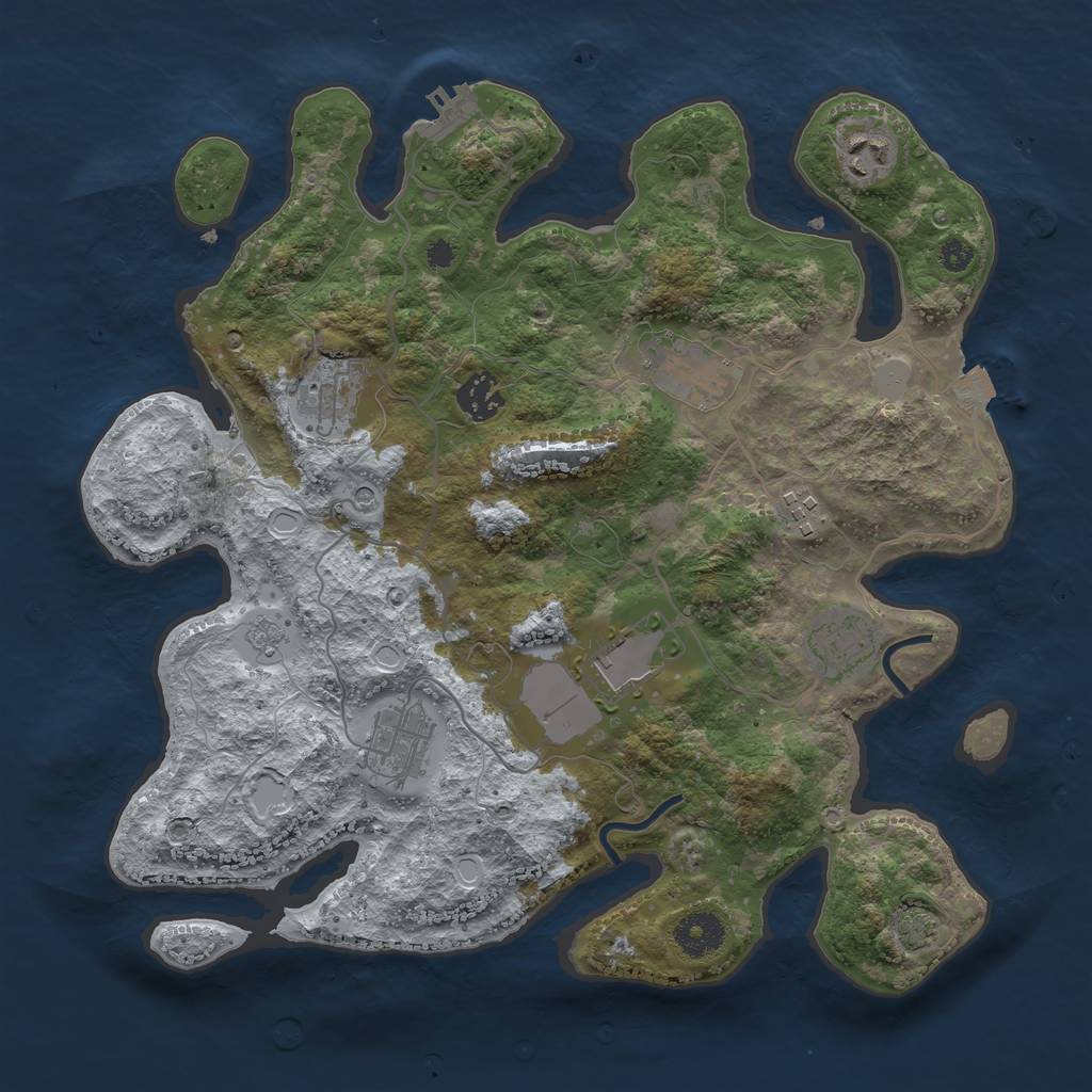 Rust Map: Procedural Map, Size: 3500, Seed: 1282610014, 15 Monuments