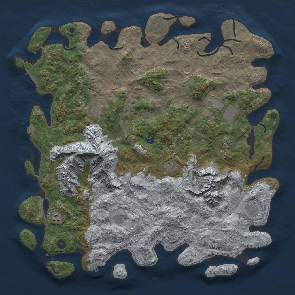 Rust Map: Procedural Map, Size: 5000, Seed: 54034290, 19 Monuments