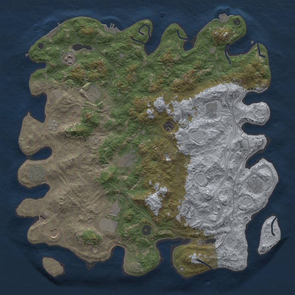 Rust Map: Procedural Map, Size: 4500, Seed: 1892125035, 19 Monuments