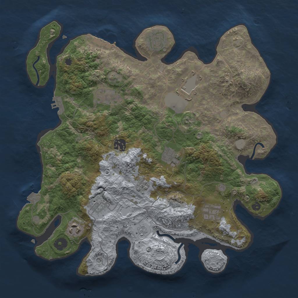 Rust Map: Procedural Map, Size: 3500, Seed: 1250140872, 17 Monuments