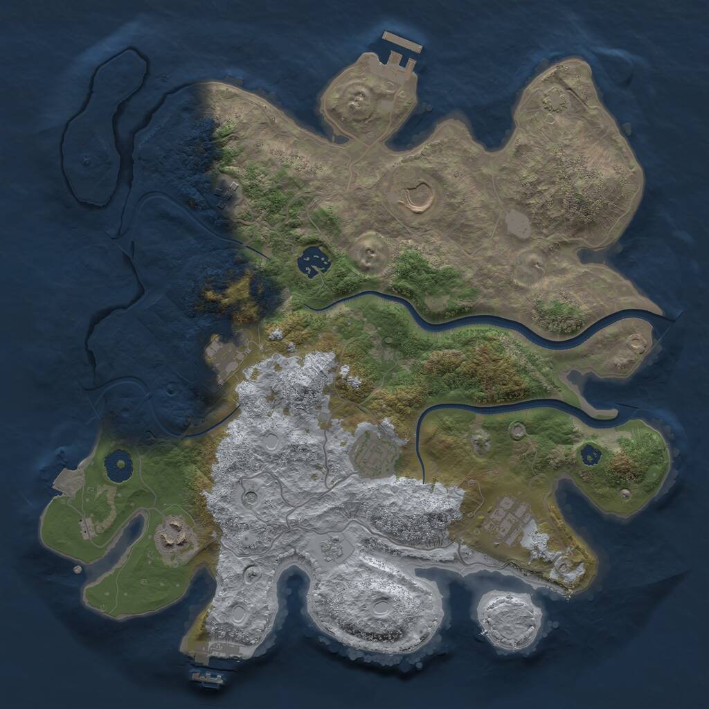 Rust Map: Procedural Map, Size: 3500, Seed: 1250140872, 13 Monuments