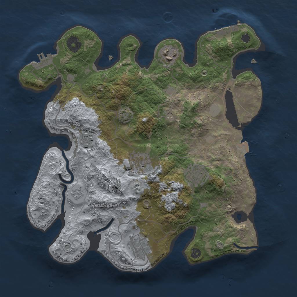 Rust Map: Procedural Map, Size: 3000, Seed: 1274369220, 13 Monuments