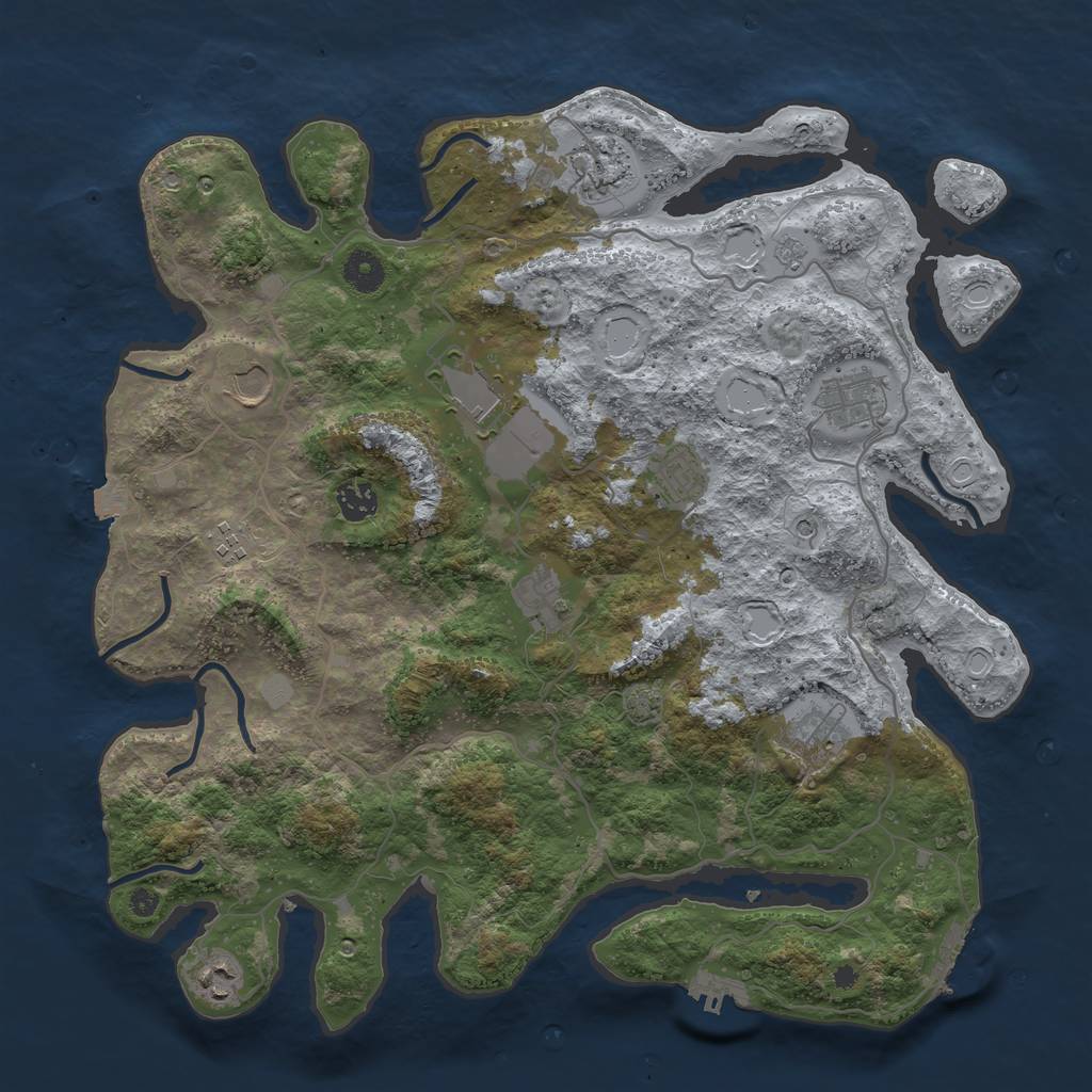 Rust Map: Procedural Map, Size: 4000, Seed: 9854659, 18 Monuments