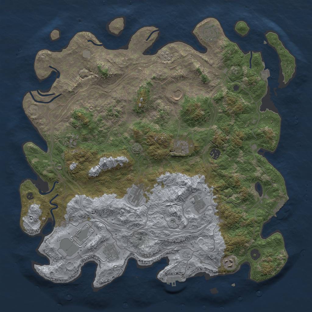 Rust Map: Procedural Map, Size: 4500, Seed: 1654435725, 19 Monuments