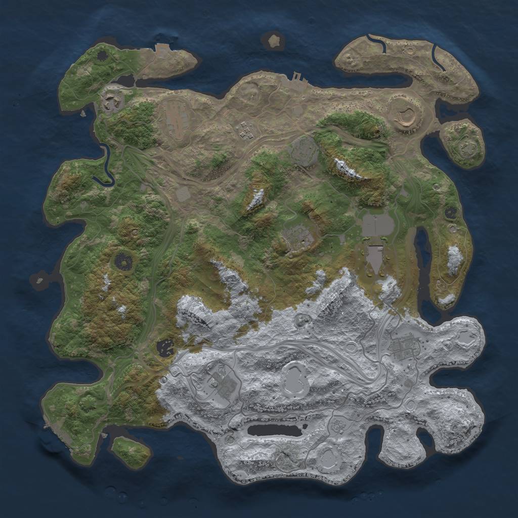 Rust Map: Procedural Map, Size: 4250, Seed: 727854766, 18 Monuments