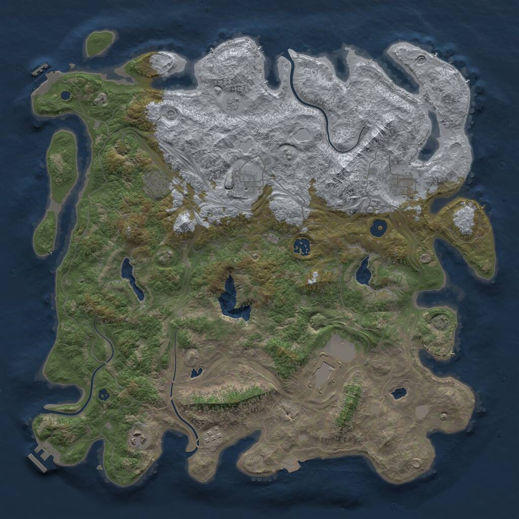 Rust Map: Procedural Map, Size: 4500, Seed: 1158196391, 13 Monuments