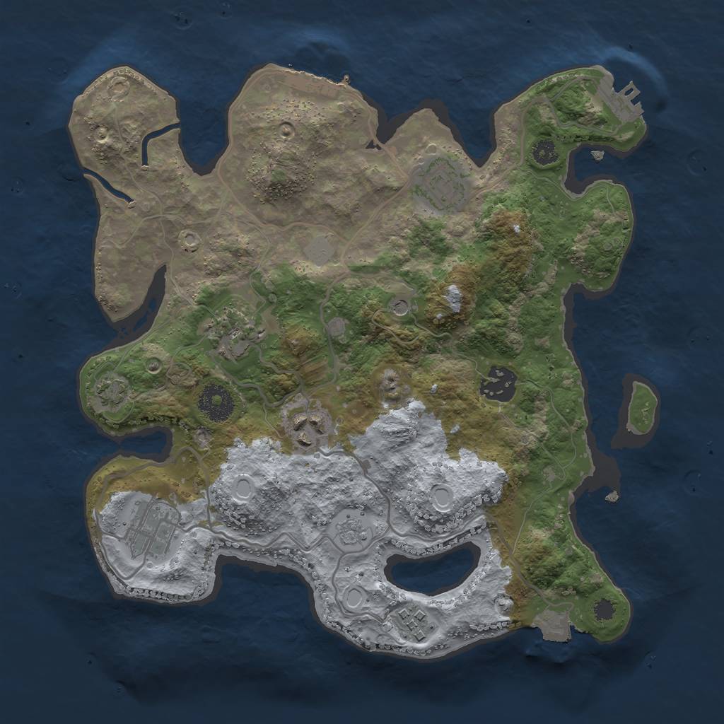 Rust Map: Procedural Map, Size: 3000, Seed: 64078238, 14 Monuments