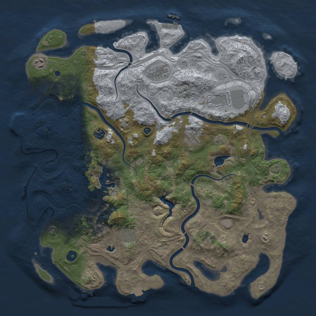 Rust Map: Procedural Map, Size: 4500, Seed: 1014006593, 14 Monuments