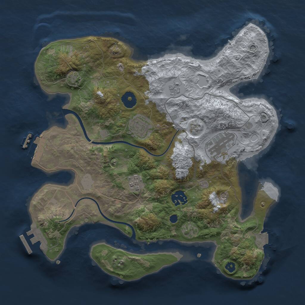 Rust Map: Procedural Map, Size: 3000, Seed: 1234889, 10 Monuments