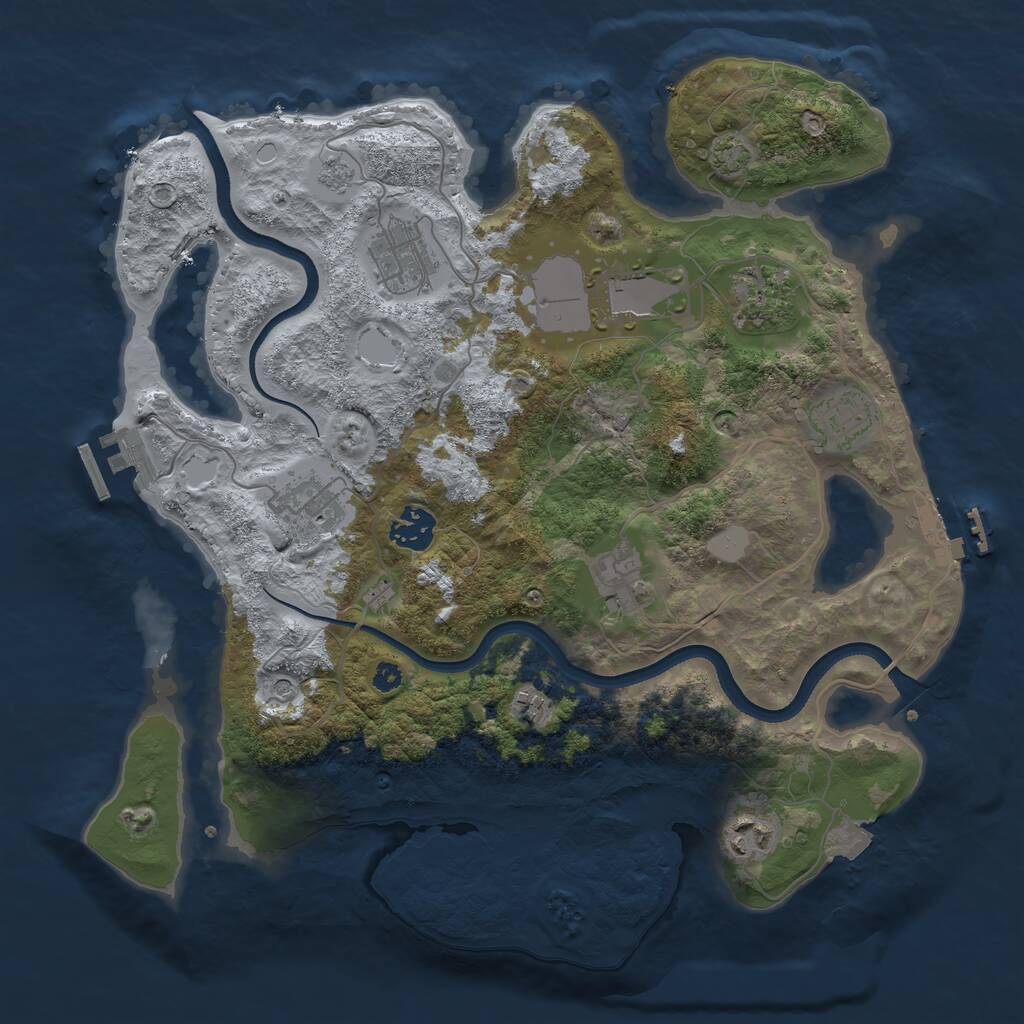 Rust Map: Procedural Map, Size: 3500, Seed: 1723972608, 15 Monuments