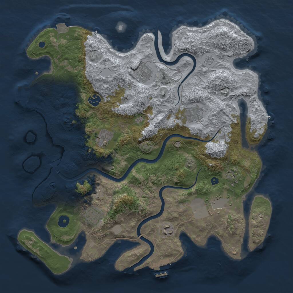 Rust Map: Procedural Map, Size: 3750, Seed: 49365814, 15 Monuments
