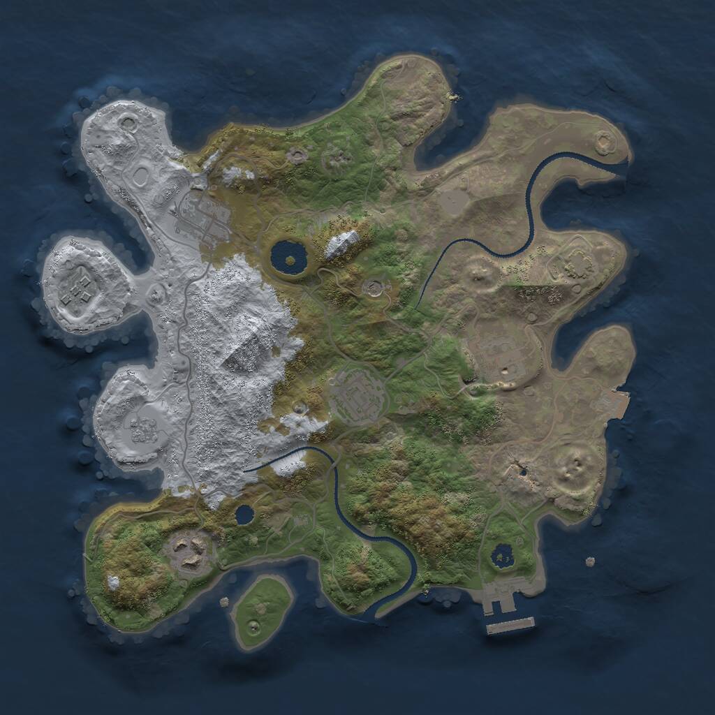 Rust Map: Procedural Map, Size: 3000, Seed: 350570540, 10 Monuments