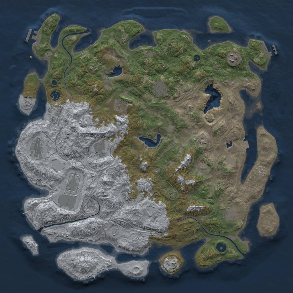 Rust Map: Procedural Map, Size: 4500, Seed: 744604452, 16 Monuments