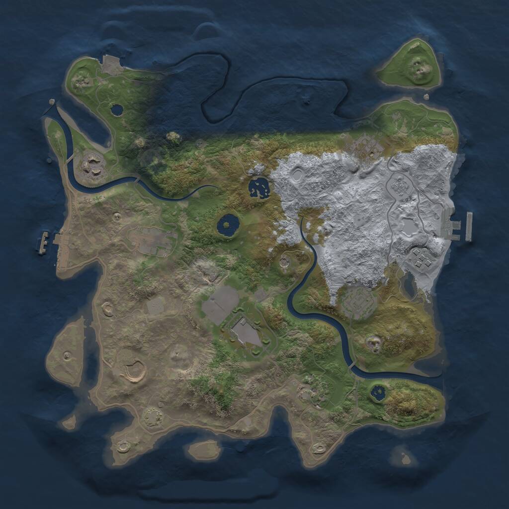Rust Map: Procedural Map, Size: 3500, Seed: 1350524278, 15 Monuments