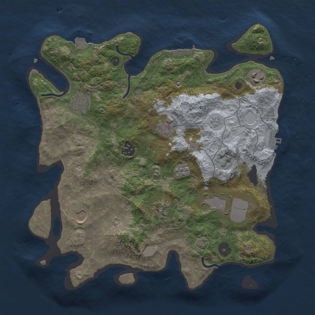 Rust Map: Procedural Map, Size: 3500, Seed: 1350524278, 16 Monuments