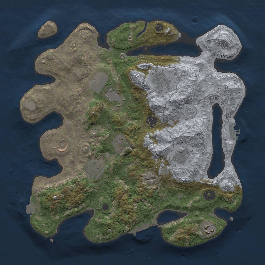 Rust Map: Procedural Map, Size: 3500, Seed: 1787013987, 16 Monuments