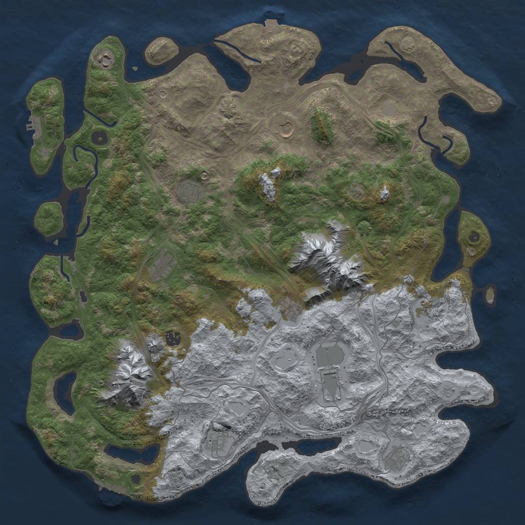 Rust Map: Procedural Map, Size: 5000, Seed: 2234, 19 Monuments