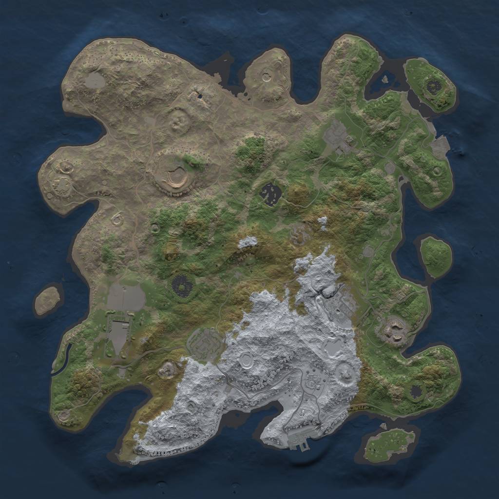 Rust Map: Procedural Map, Size: 3500, Seed: 120444444, 14 Monuments