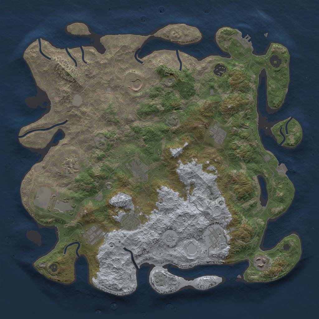 Rust Map: Procedural Map, Size: 4000, Seed: 4682513, 18 Monuments