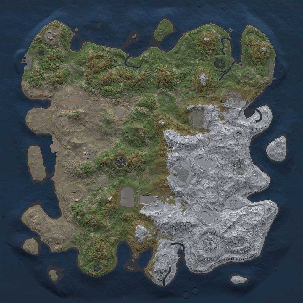 Rust Map: Procedural Map, Size: 4100, Seed: 82224675, 18 Monuments